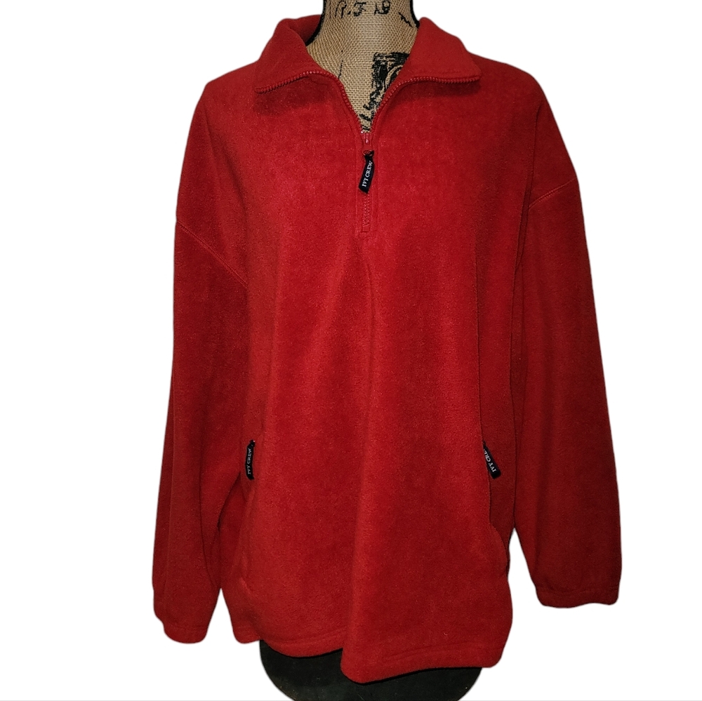 Ivy Crew Fleece 1/4 Zip Long Sleeve Red Sweatshirt  Mens Size Large Zip Pockets